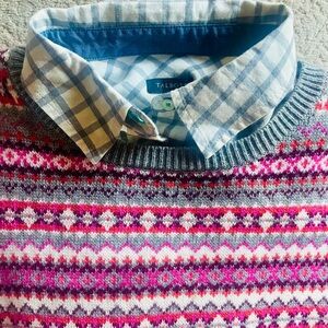 Talbots Gray/Pink Patterned Sweater